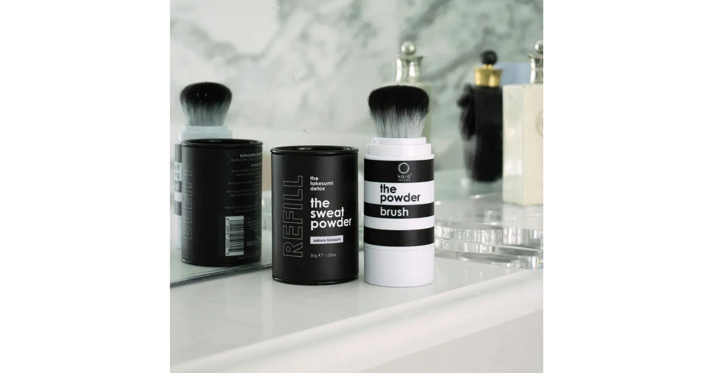 Kaia The Sweat Powder BRUSH + REFILL SET - crisp linen (1.06 oz/30g)